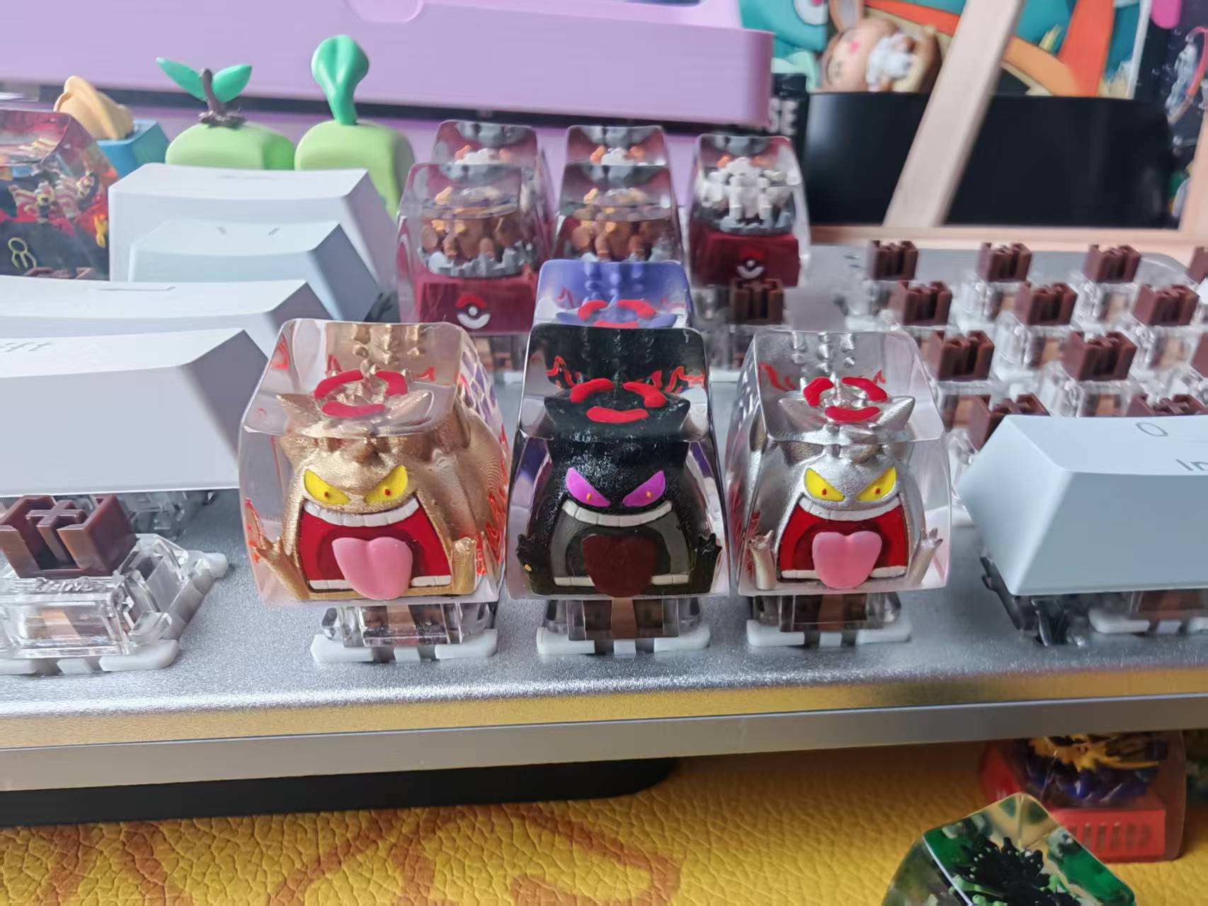 DIY Epoxy Crystal Three Holy Birds Mechanical Keyboard Custom Keycaps Pokémon Keycaps Cross Translucent SA High