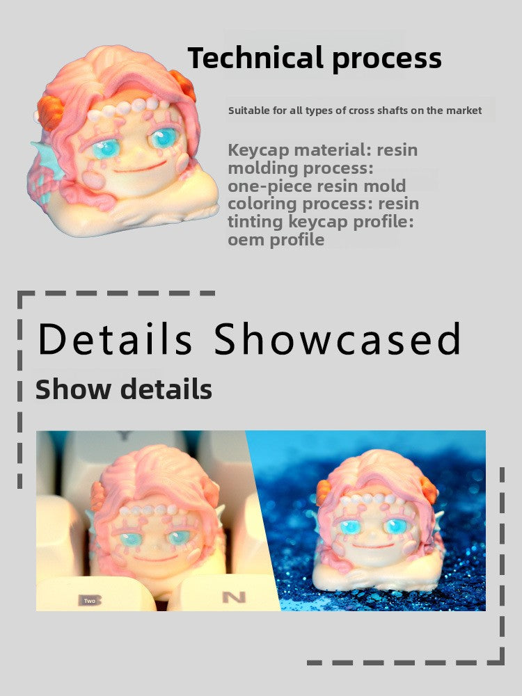 Xiaoluobo Original Seasonal Doll Series Personalized Keycap Desktop Ornament Birthday Gift Handmade Resin Keycap