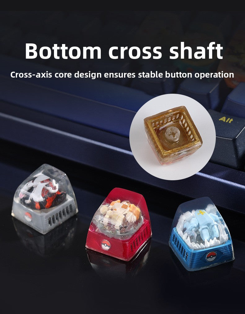 DIY Epoxy Crystal Three Holy Birds Mechanical Keyboard Custom Keycaps Pokémon Keycaps Cross Translucent SA High