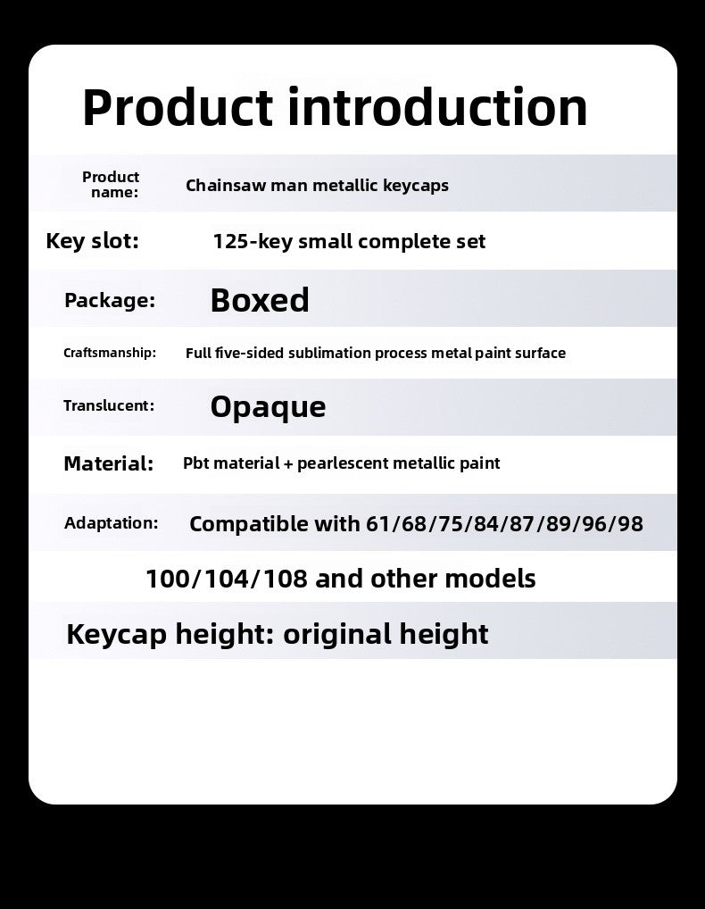 Chainsaw Man Pearlescent Metallic Paint Keycap Matte Feel Five-Sided Sublimation Night Demon Magnetic Switch 6075100 Wooting