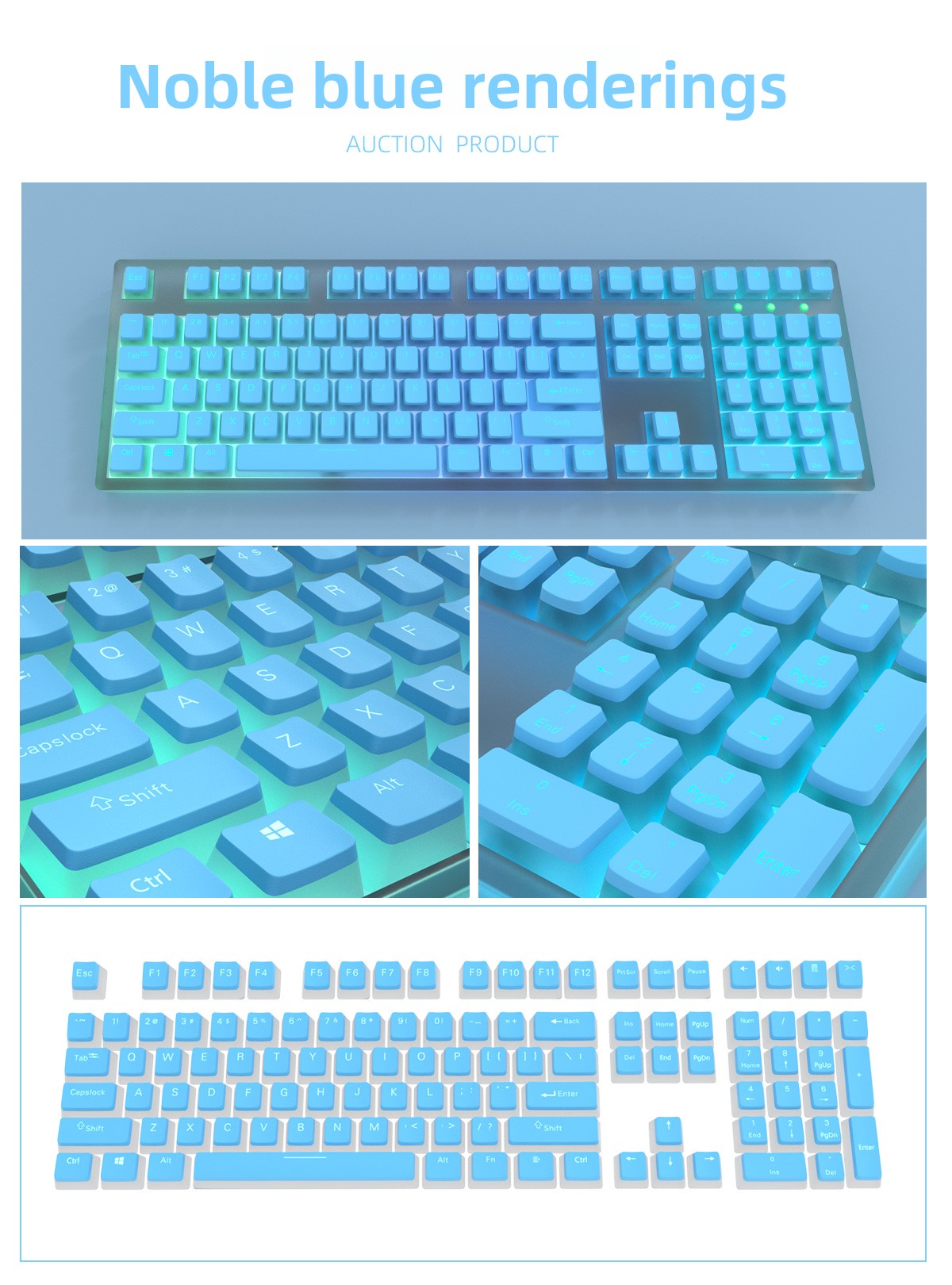 Double-Skin Milk Pudding Translucent Keycap Closed Two-Color No Water Port 61/68/87/96/98/100/104/etc