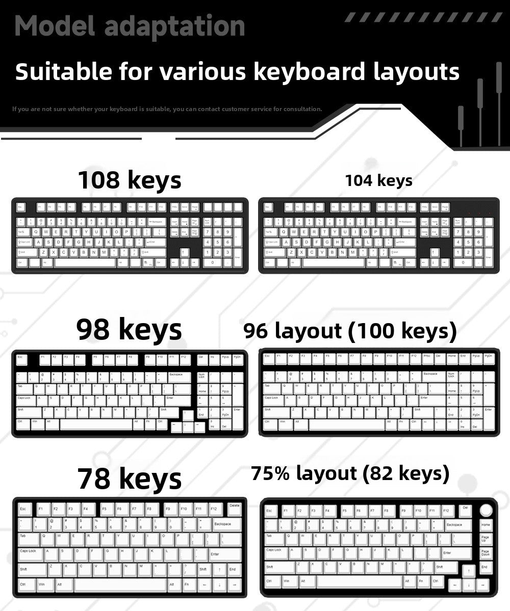 129 Keys Original Side-Engraved Translucent Keycaps PBT Dye-Sublimation Mechanical Keyboard Keycaps