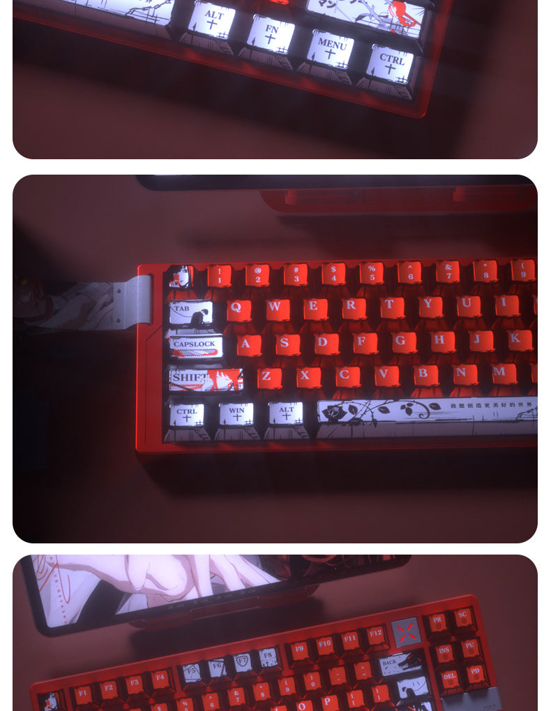 Chainsaw Man Pearlescent Metallic Paint Keycap Matte Feel Five-Sided Sublimation Night Demon Magnetic Switch 6075100 Wooting