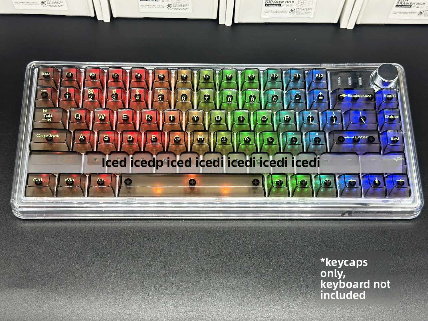 Bingdian Translucent Keycaps Crystal Ice Crystal Full Set Boxed Wholesale Transparent Crystal Magnetic Axis Mechanical Keycaps Light Pollution