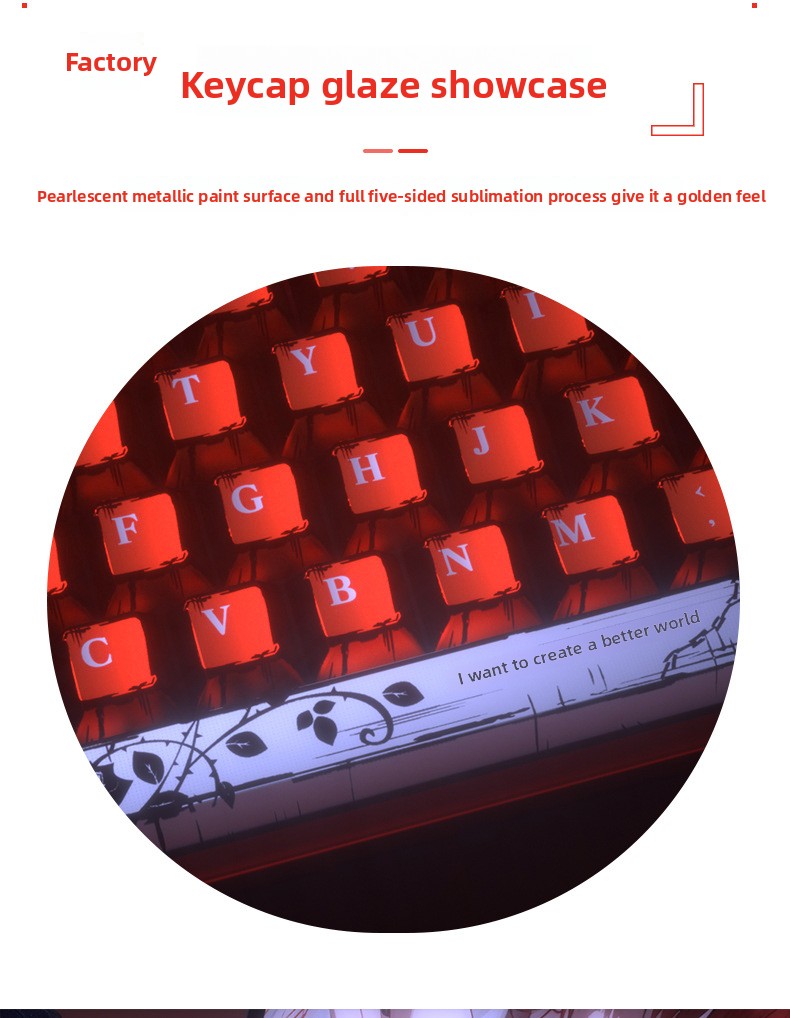Chainsaw Man Pearlescent Metallic Paint Keycap Matte Feel Five-Sided Sublimation Night Demon Magnetic Switch 6075100 Wooting