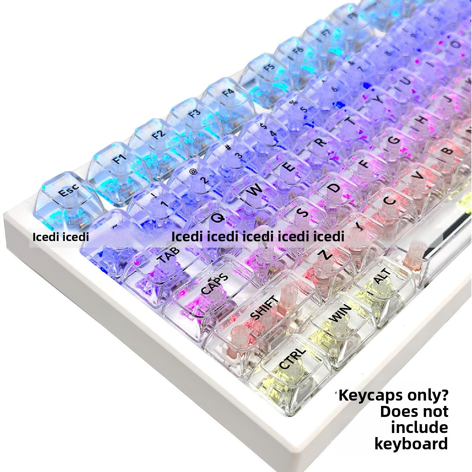 Bingdian Translucent Keycaps Crystal Ice Crystal Full Set Boxed Wholesale Transparent Crystal Magnetic Axis Mechanical Keycaps Light Pollution