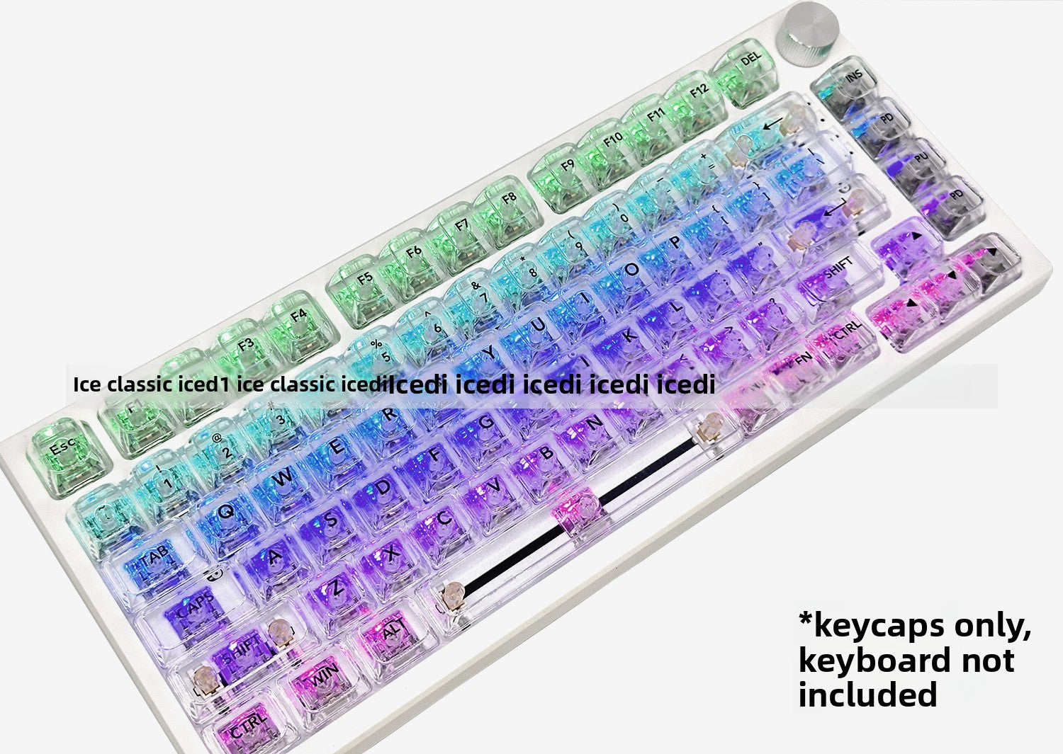 Bingdian Translucent Keycaps Crystal Ice Crystal Full Set Boxed Wholesale Transparent Crystal Magnetic Axis Mechanical Keycaps Light Pollution