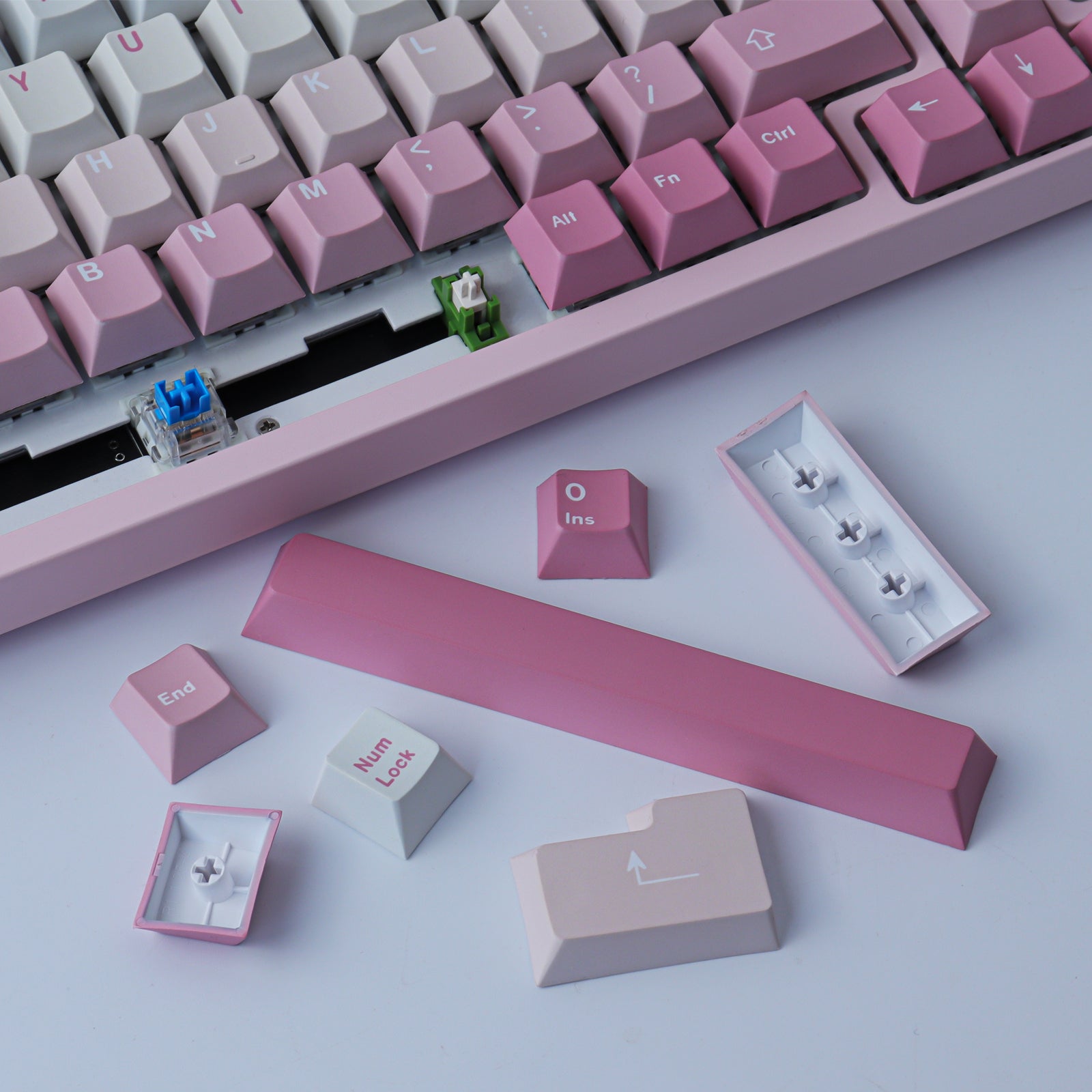 Pink White Gradient keycaps