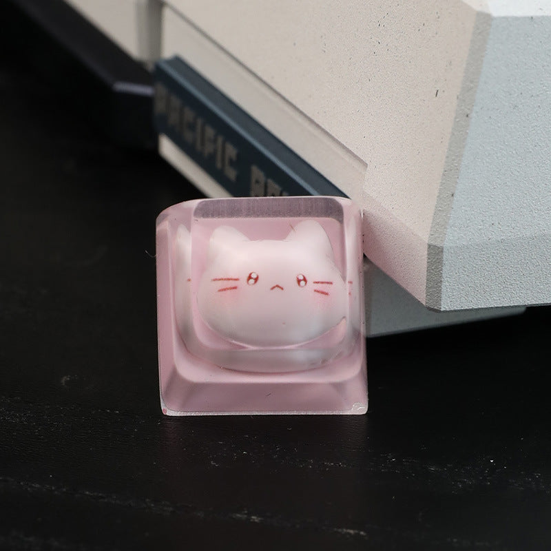 Personalized Resin Epoxy Translucent Cute Cat Keycap Cross Axis Mechanical Keyboard Keycap Single Height
