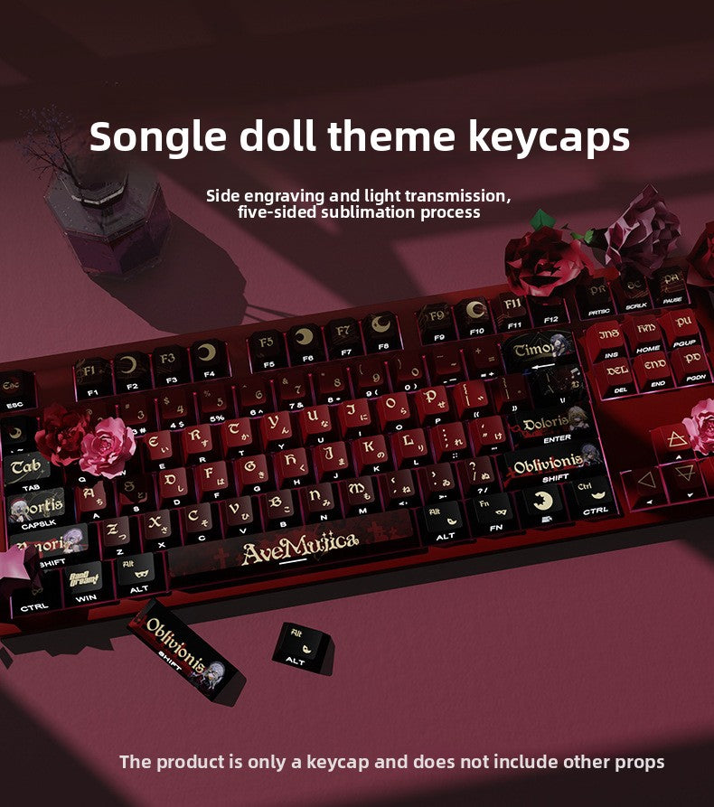 AveMujica Side Engraved Translucent Original Full Set PBT Dye-Sublimation Keycaps Compatible with Logitech and Wooting