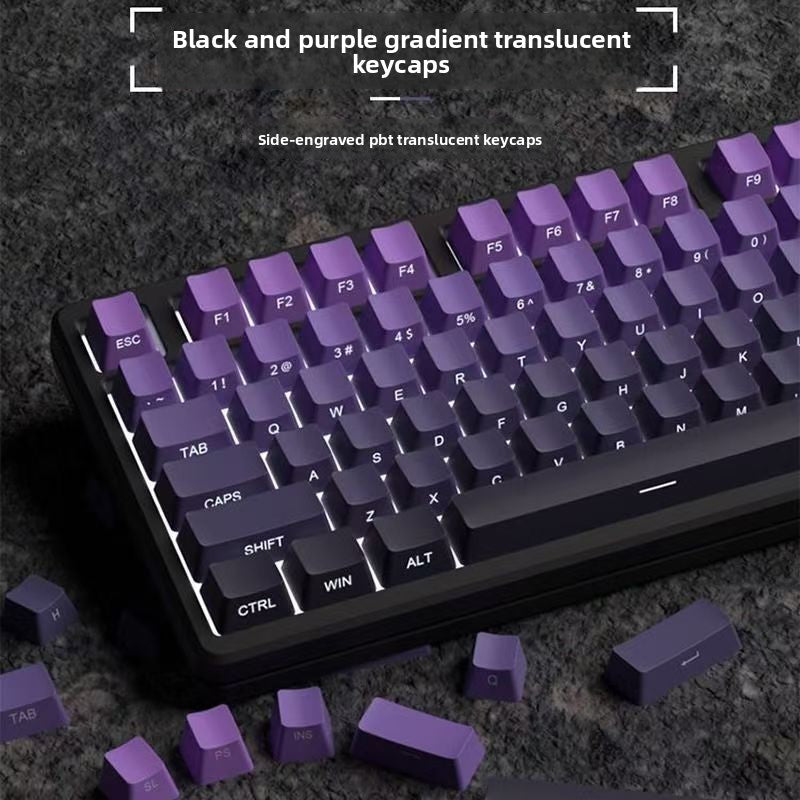 Original Height Side-Engraved Translucent Keycaps PBT Dual-Color Gradient Full Set Sublimation Custom Keyboard Keycaps