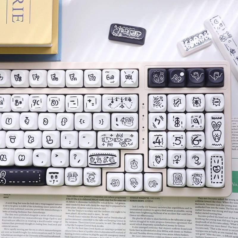 Carrot Rabbit Mechanical Keyboard Keycaps MOA/FA Height Customizable Keycaps Compatible with Wolf F Spider 75 87 98 104