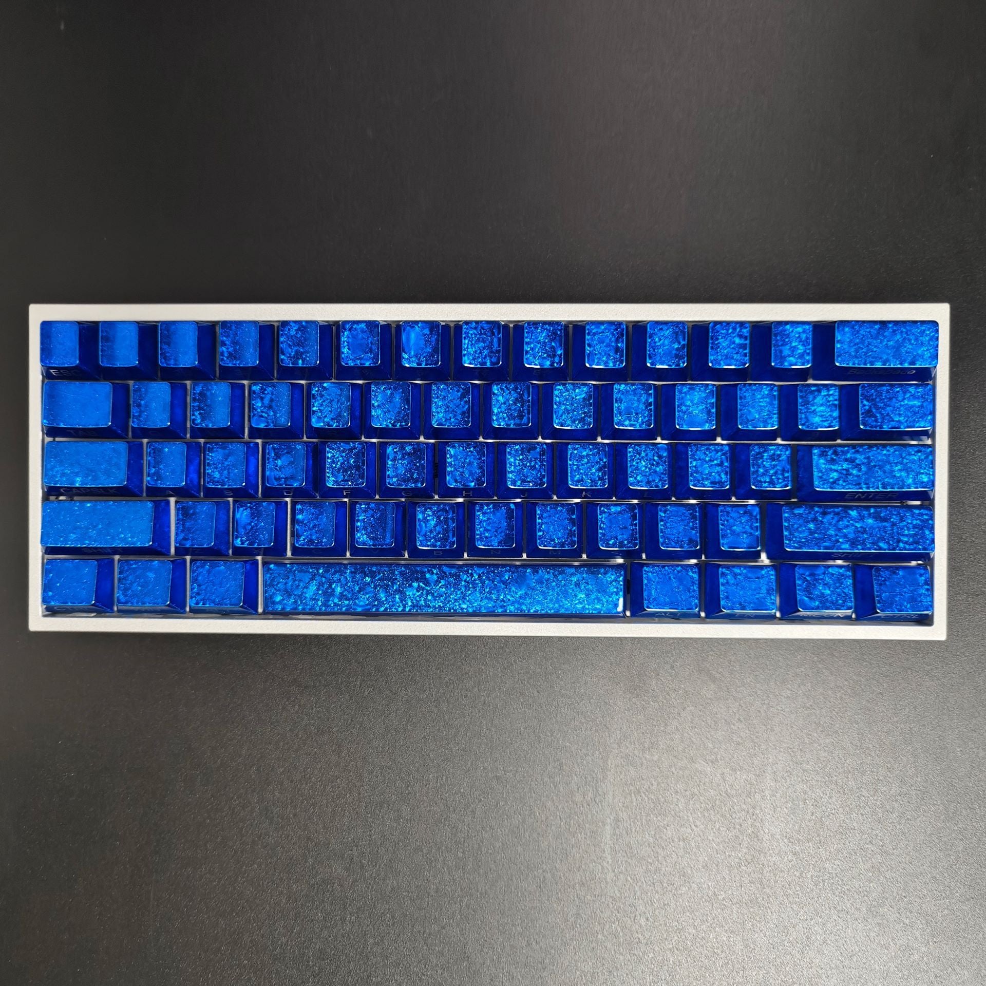 Ice Crack Metallic Paint Original Side Engraving Translucent Sublimation Keyboard Keycaps Compatible with Night Demon Mega Lion Wooting 60