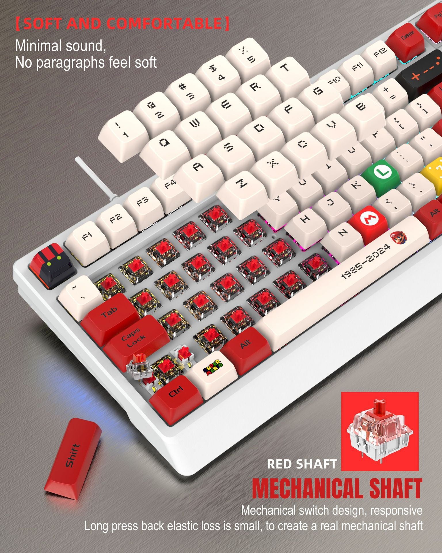 Mechanical Keyboard Custom Blue Switch Hot-Swappable Full-Key Rollover True Mechanical Keyboard Dual-Color Dye-Sublimation Keycaps