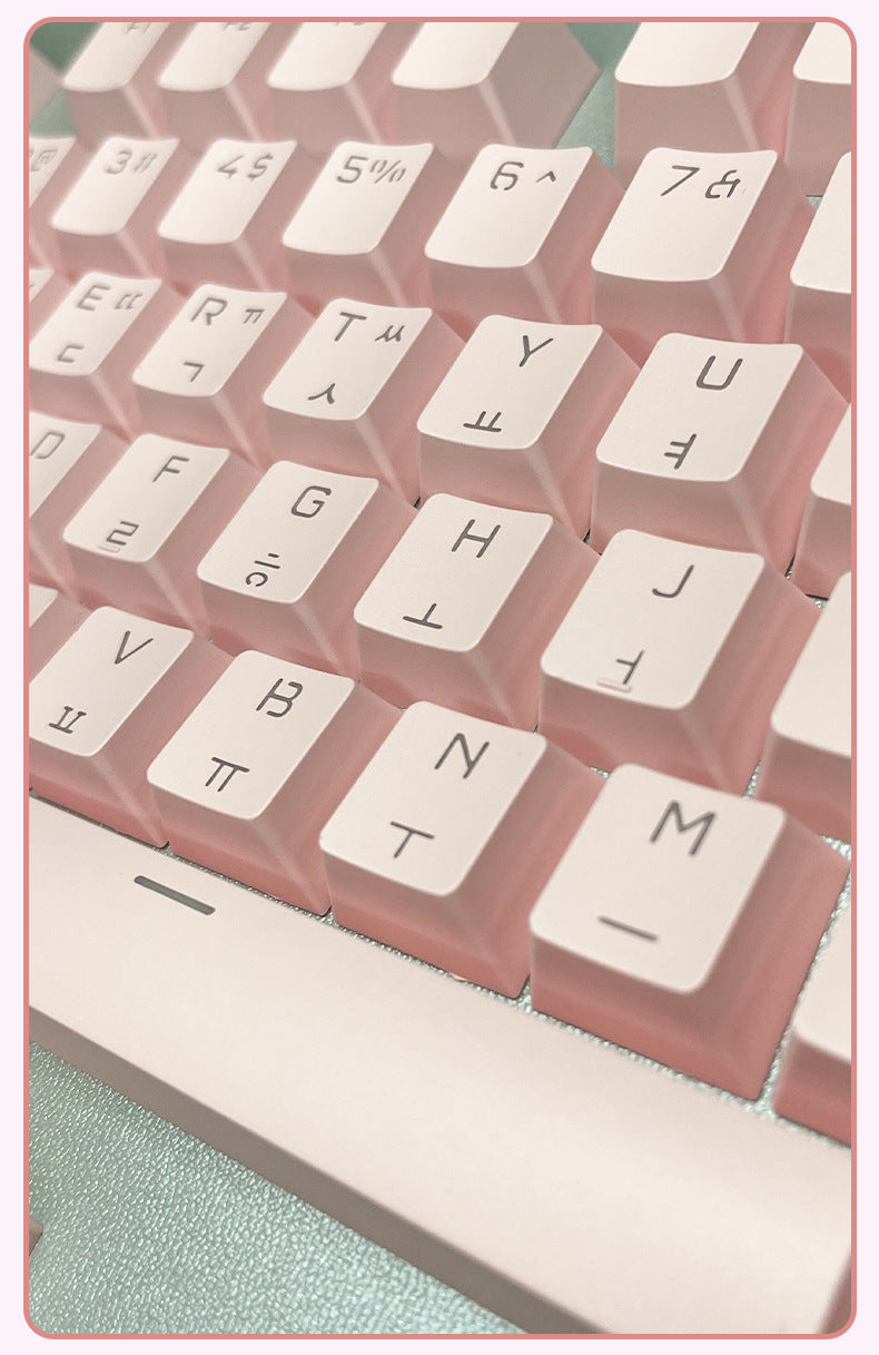 Korean Mechanical Keyboard Keycaps Personalized Character Translucent Keycaps Korean Black White Foreign Language