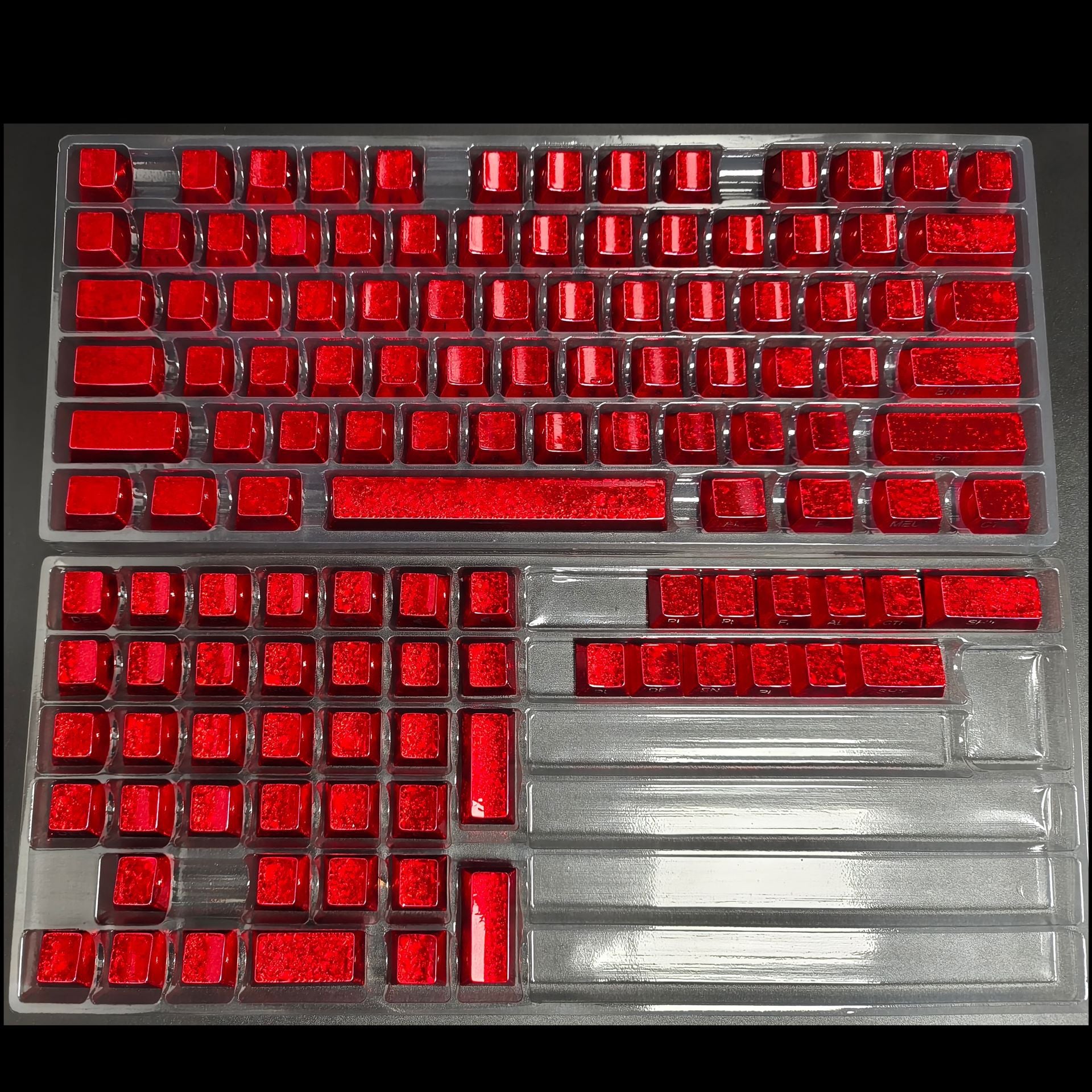 Ice Crack Metallic Paint Original Side Engraving Translucent Sublimation Keyboard Keycaps Compatible with Night Demon Mega Lion Wooting 60