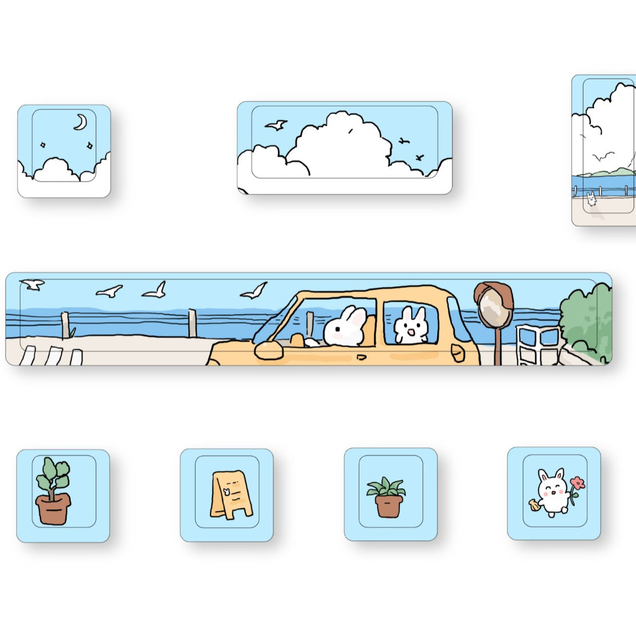 Cute Theme Personalized Keycap Set of Eight Five-Sided Sublimation Original MDA Original Height Mechanical Keyboard