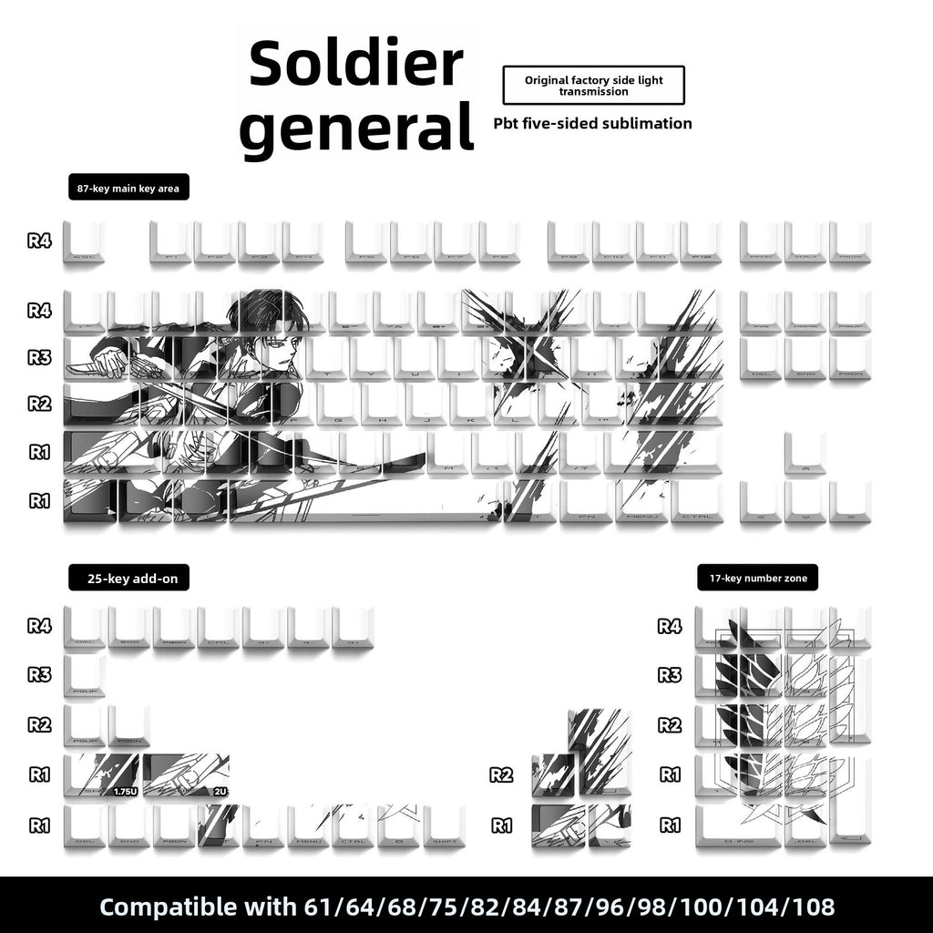129 Keys Original Side-Engraved Translucent Keycaps PBT Dye-Sublimation Mechanical Keyboard Keycaps