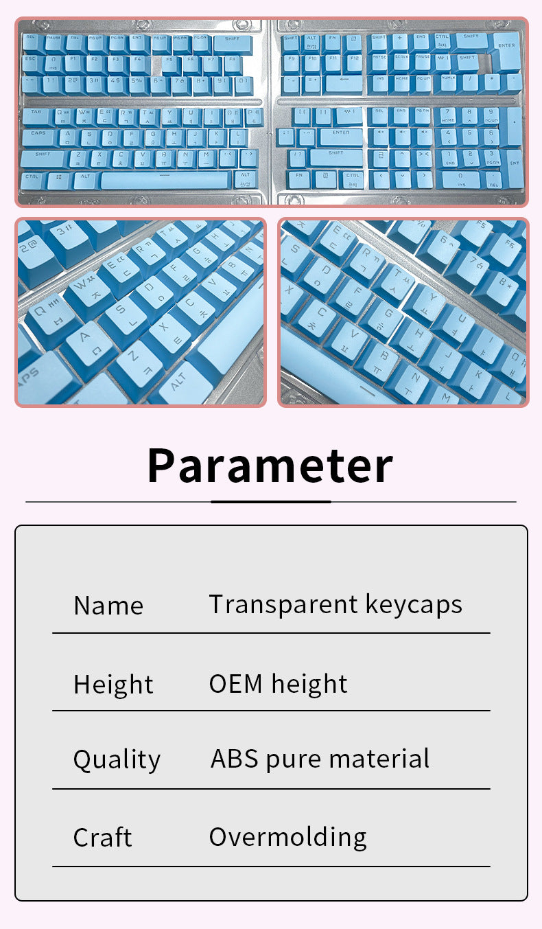 Korean Mechanical Keyboard Keycaps Personalized Character Translucent Keycaps Korean Black White Foreign Language