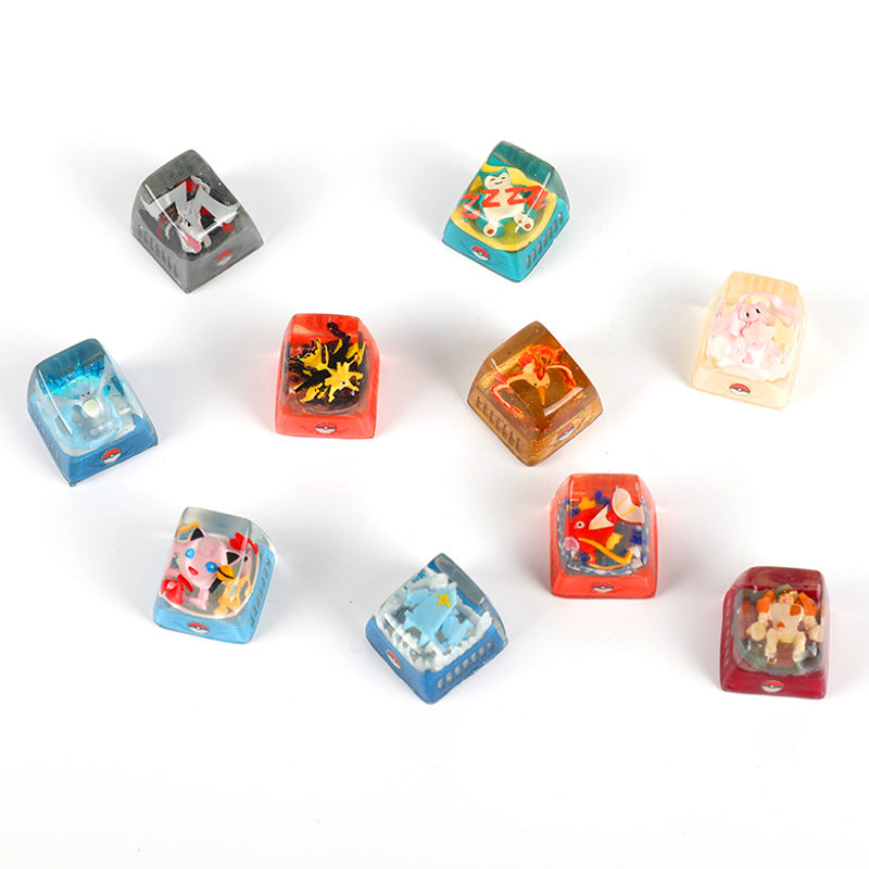 DIY Epoxy Crystal Three Holy Birds Mechanical Keyboard Custom Keycaps Pokémon Keycaps Cross Translucent SA High