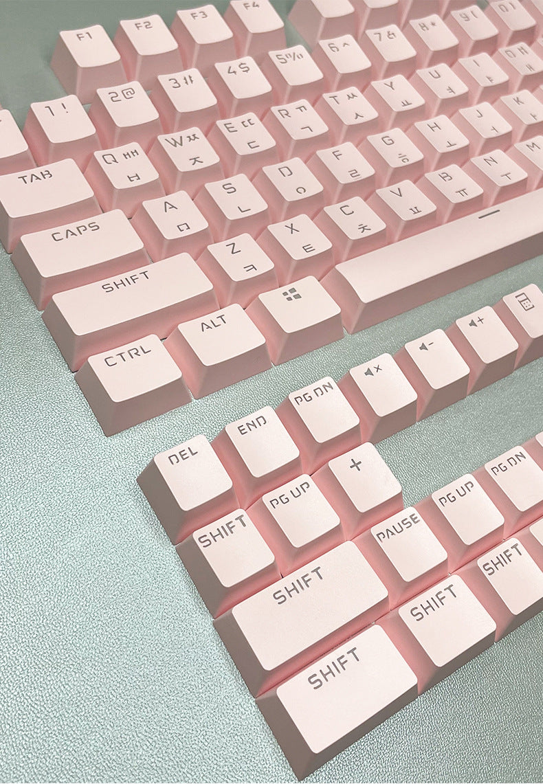 Korean Mechanical Keyboard Keycaps Personalized Character Translucent Keycaps Korean Black White Foreign Language