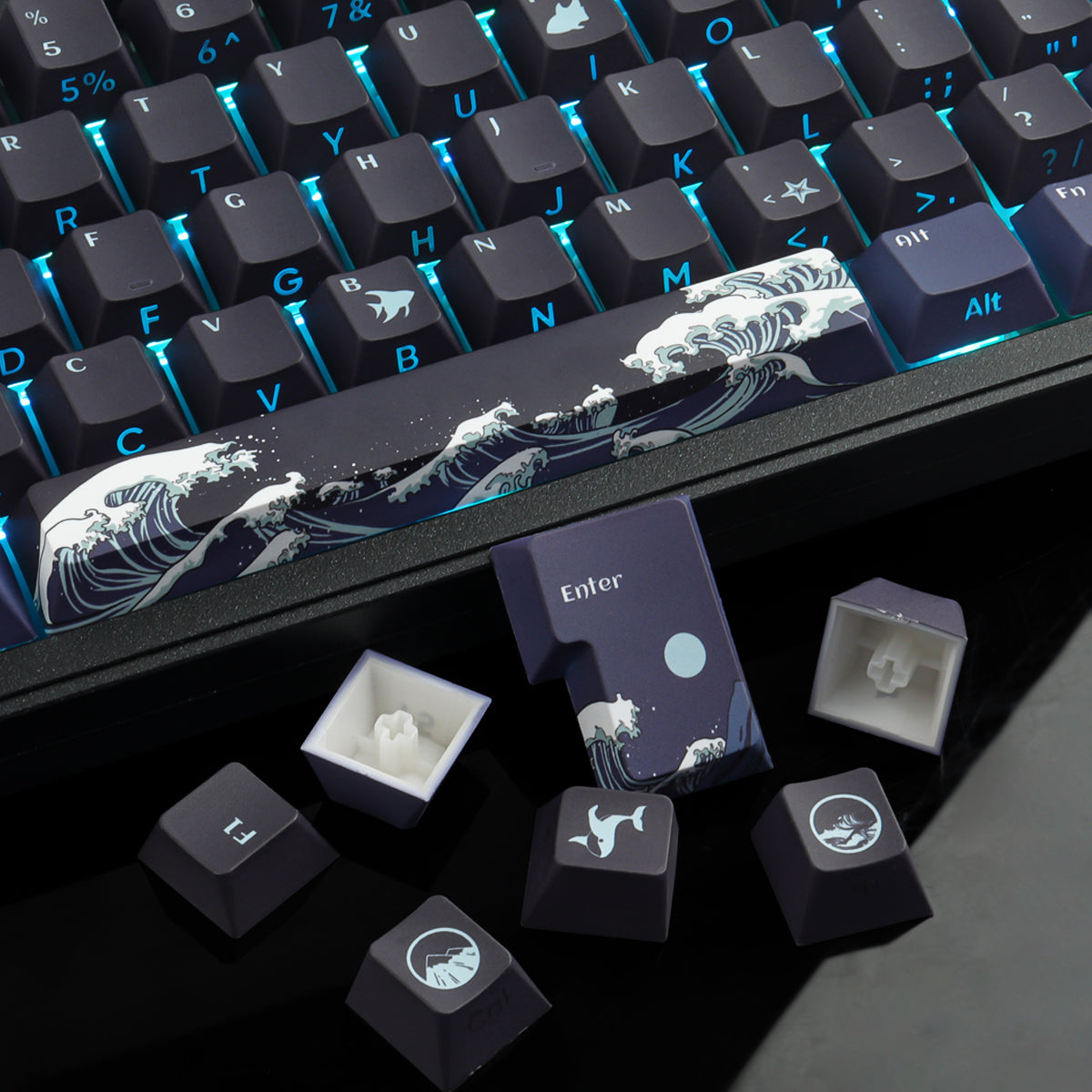 Black Coral Sea Side light keycaps