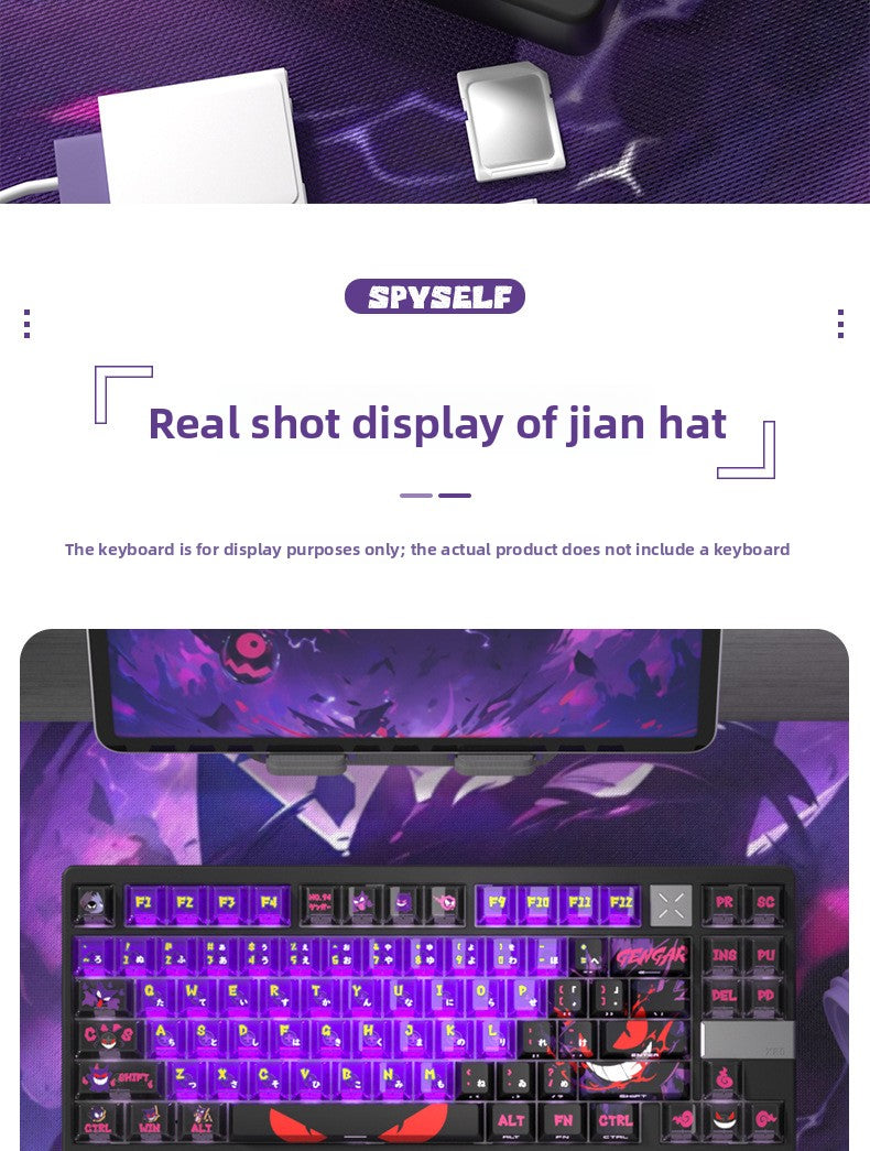 Gengar Double Shot Translucent Original Height Small Full Set PBT Dye-Sublimation Magnetic Switch Keyboard Keycaps Compatible with ROG Night Demon