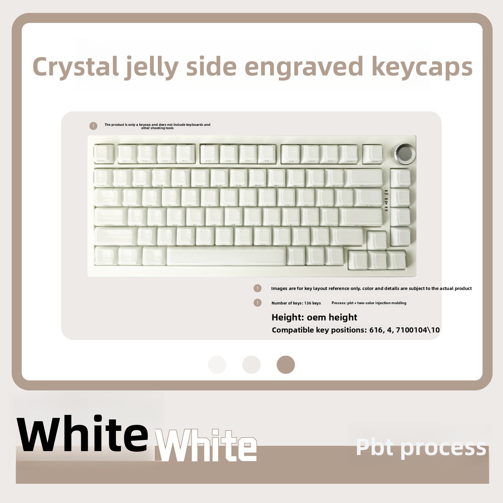 Ice Crystal Wooting Mechanical Keyboard 136 Keys Small Full Key PC Dual Color Injection Crystal Jelly Side Engraved Keycaps Universal