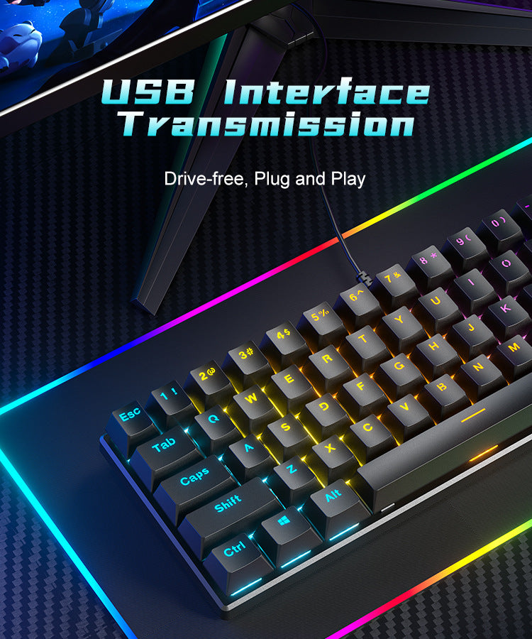 Wired Mechanical Keyboard Red Axis Green Axis Tea Axis Mixed Light E-sports Game 61 Key Mechanical Keyboard