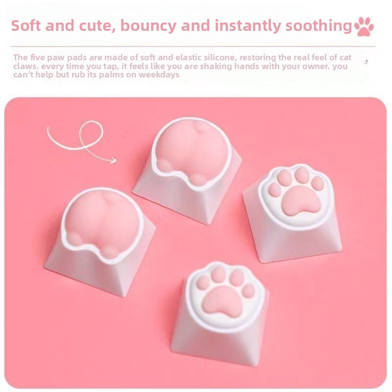 Brand New Keyboard Caps Cute Cat Paw Cat Butt Silicone Soft Elastic Feel Mechanical Keyboard Keycaps Universal Personalized Wear-resistant
