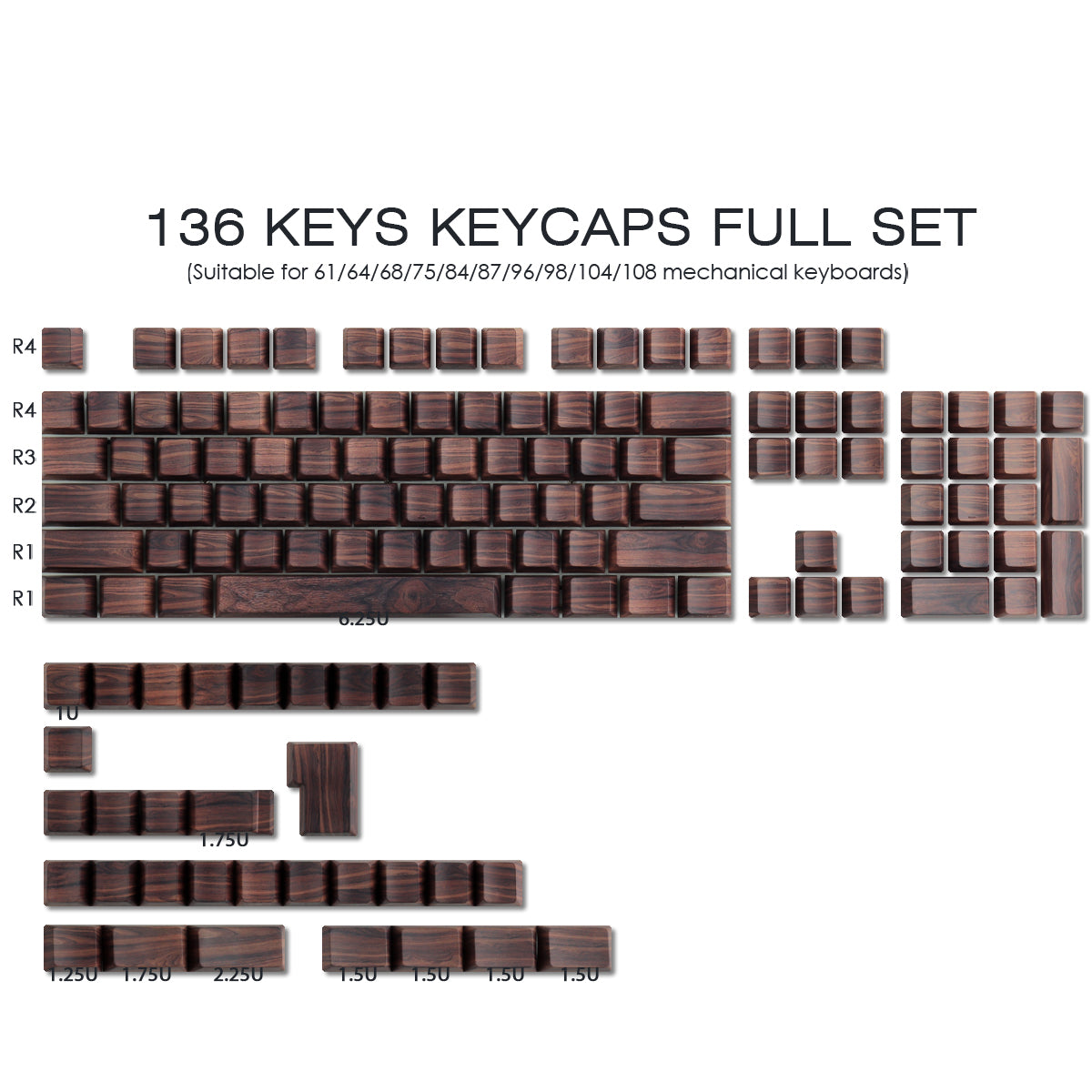 Wood Grain Side light keycaps