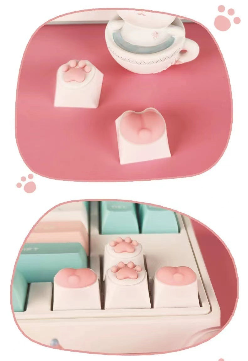 Brand New Keyboard Caps Cute Cat Paw Cat Butt Silicone Soft Elastic Feel Mechanical Keyboard Keycaps Universal Personalized Wear-resistant