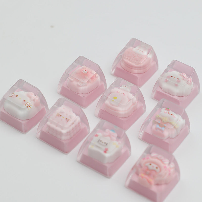 Personalized Resin Epoxy Translucent Cute Cat Keycap Cross Axis Mechanical Keyboard Keycap Single Height
