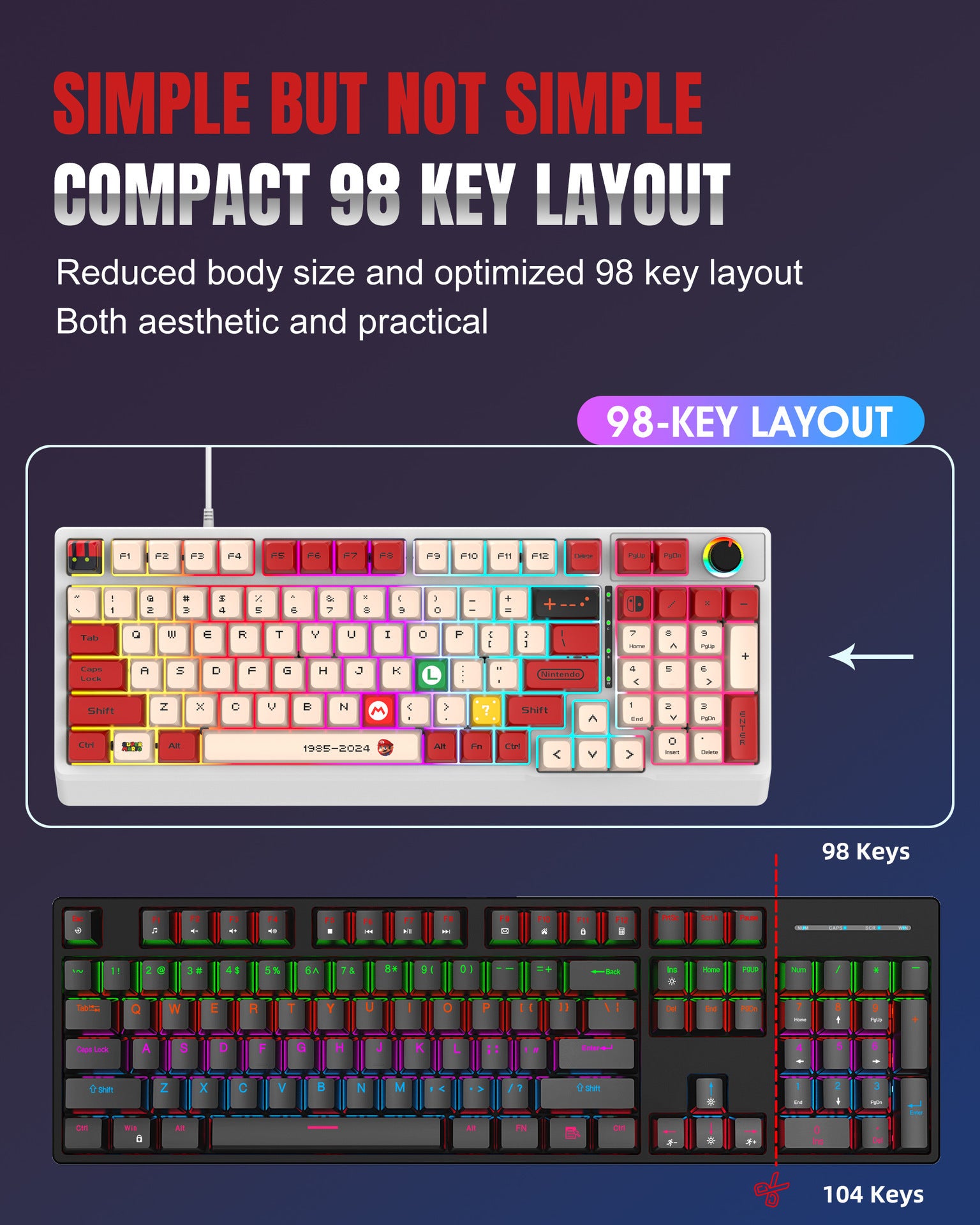Mechanical Keyboard Custom Blue Switch Hot-Swappable Full-Key Rollover True Mechanical Keyboard Dual-Color Dye-Sublimation Keycaps