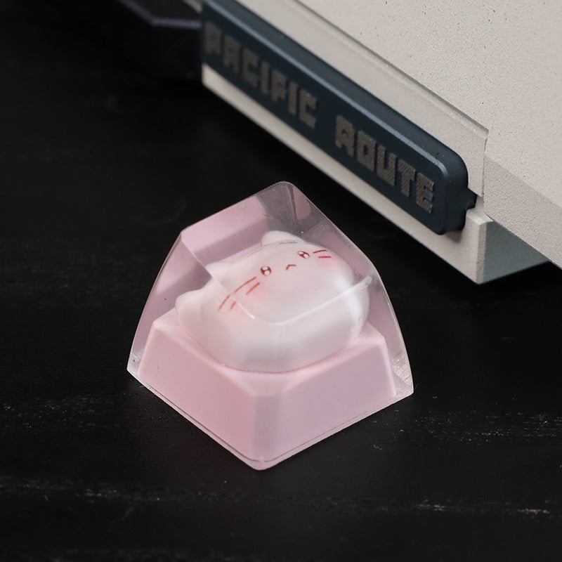 Personalized Resin Epoxy Translucent Cute Cat Keycap Cross Axis Mechanical Keyboard Keycap Single Height