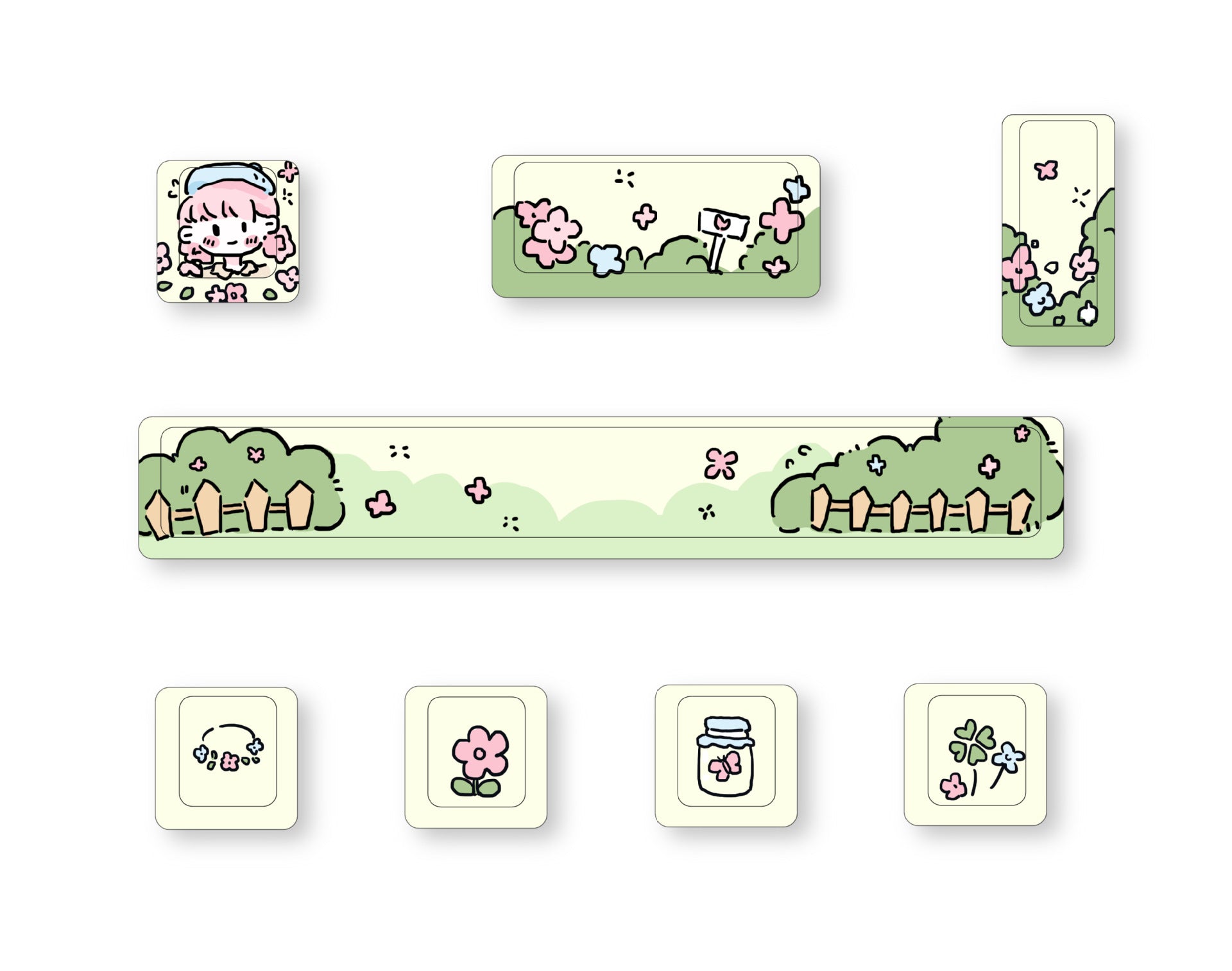 Cute Theme Personalized Keycap Set of Eight Five-Sided Sublimation Original MDA Original Height Mechanical Keyboard