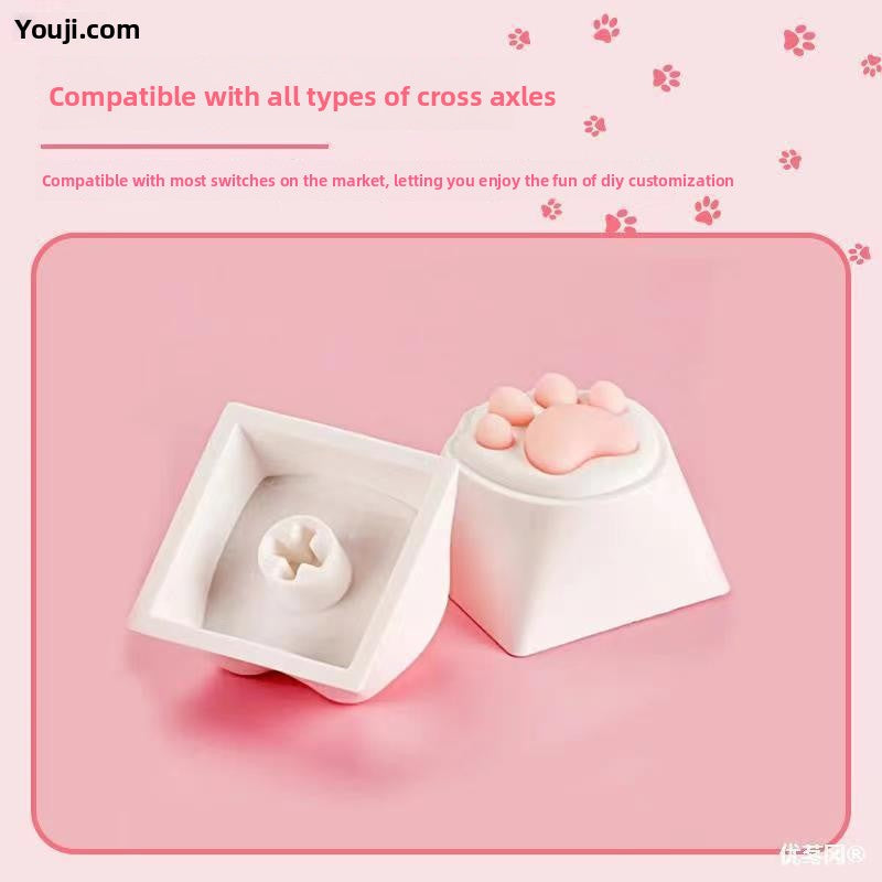 Brand New Keyboard Caps Cute Cat Paw Cat Butt Silicone Soft Elastic Feel Mechanical Keyboard Keycaps Universal Personalized Wear-resistant