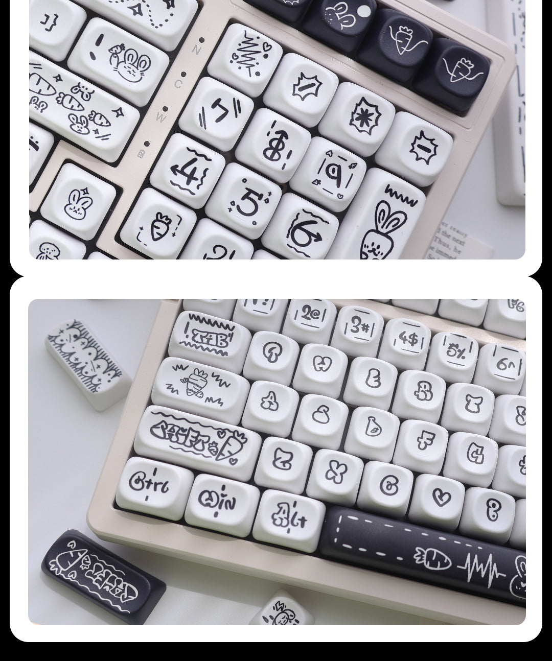 Carrot Rabbit Mechanical Keyboard Keycaps MOA/FA Height Customizable Keycaps Compatible with Wolf F Spider 75 87 98 104