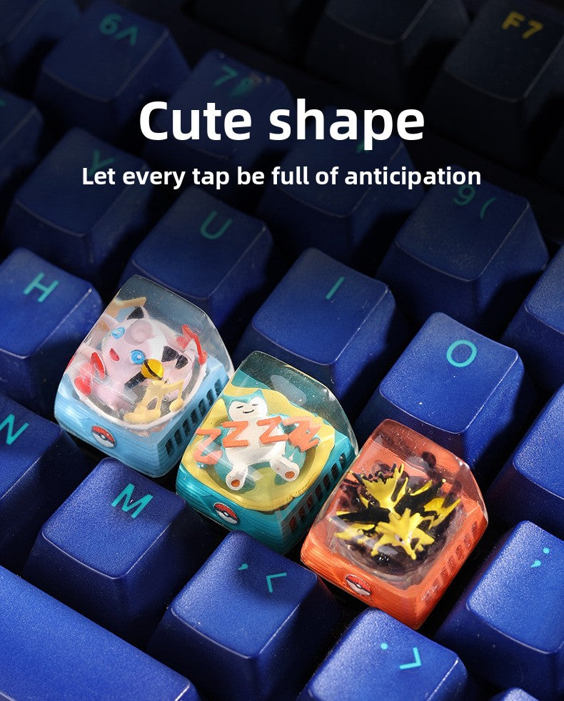 DIY Epoxy Crystal Three Holy Birds Mechanical Keyboard Custom Keycaps Pokémon Keycaps Cross Translucent SA High