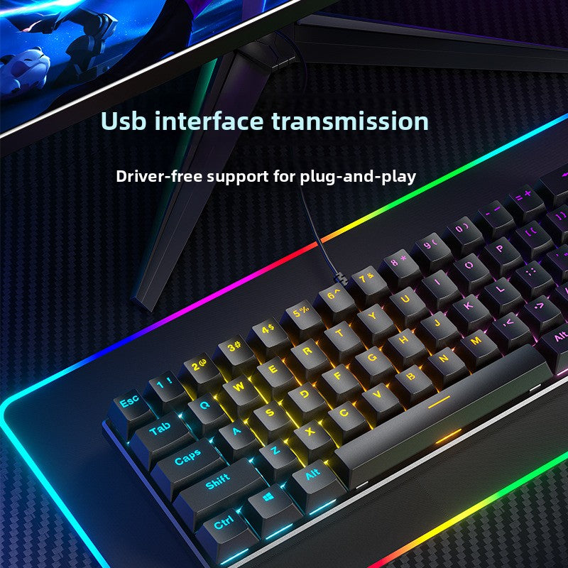 Wired Mechanical Keyboard Red Axis Green Axis Tea Axis Mixed Light E-sports Game 61 Key Mechanical Keyboard