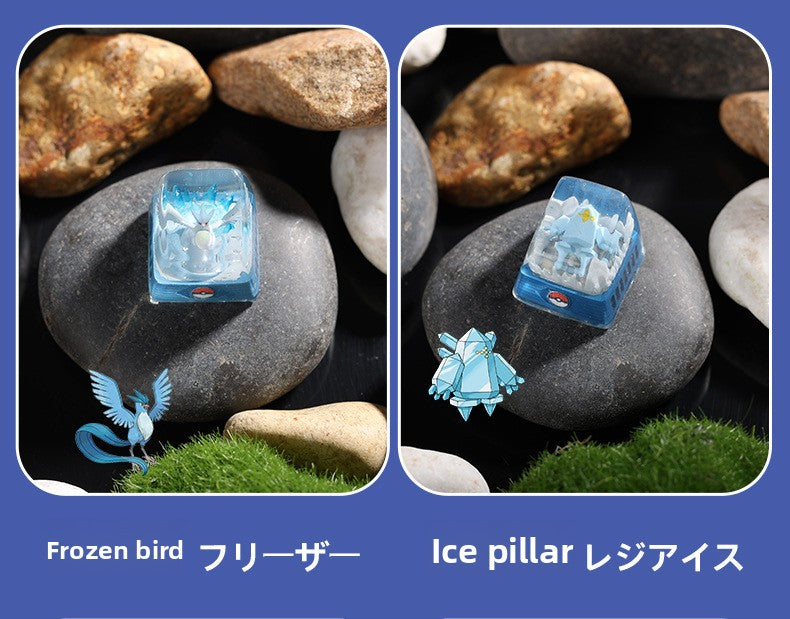 DIY Epoxy Crystal Three Holy Birds Mechanical Keyboard Custom Keycaps Pokémon Keycaps Cross Translucent SA High