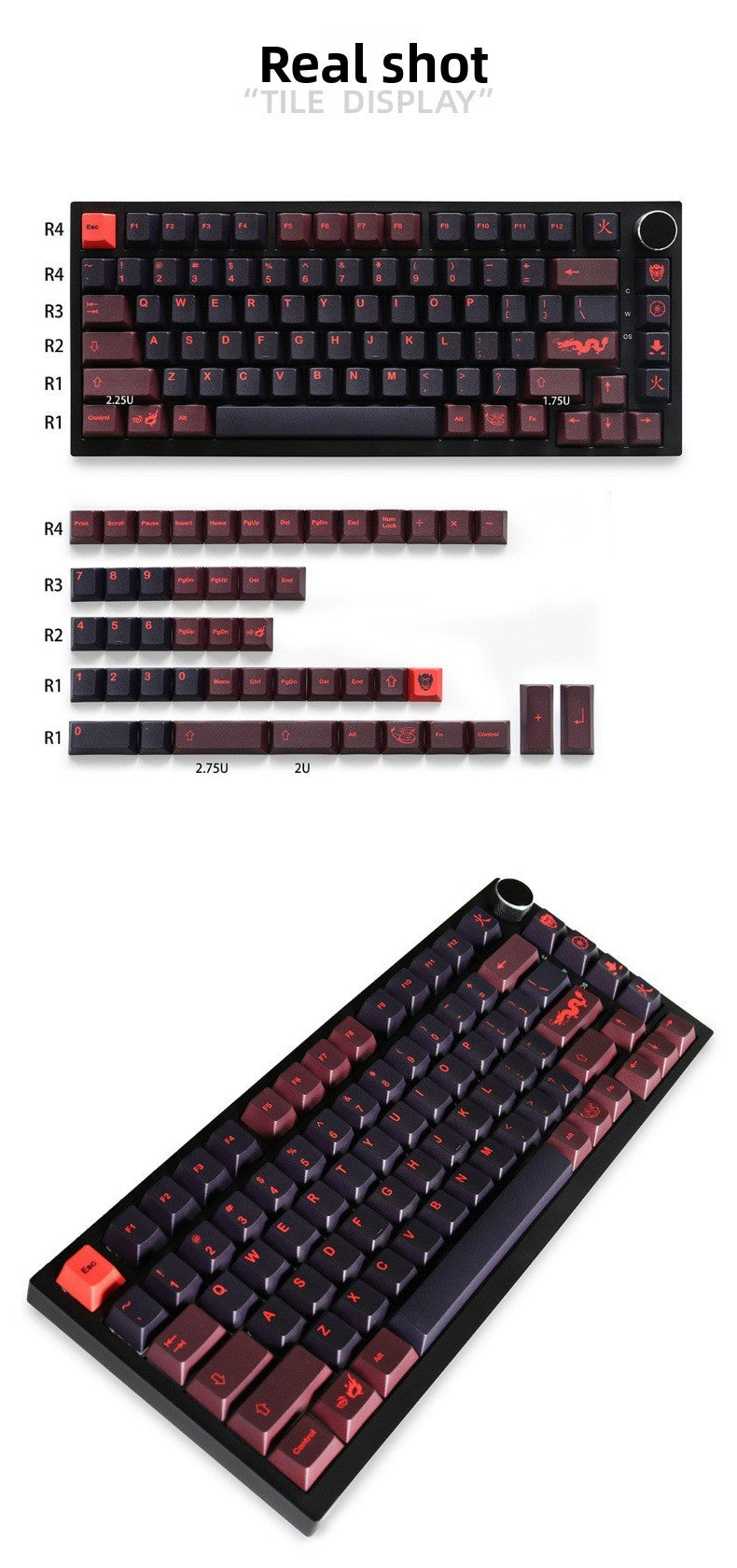 GMK Red Dragon Red Dragon Keycap Small Full Set Original Height PBT Dye-Sublimation Mechanical Keyboard Keycaps 68/87