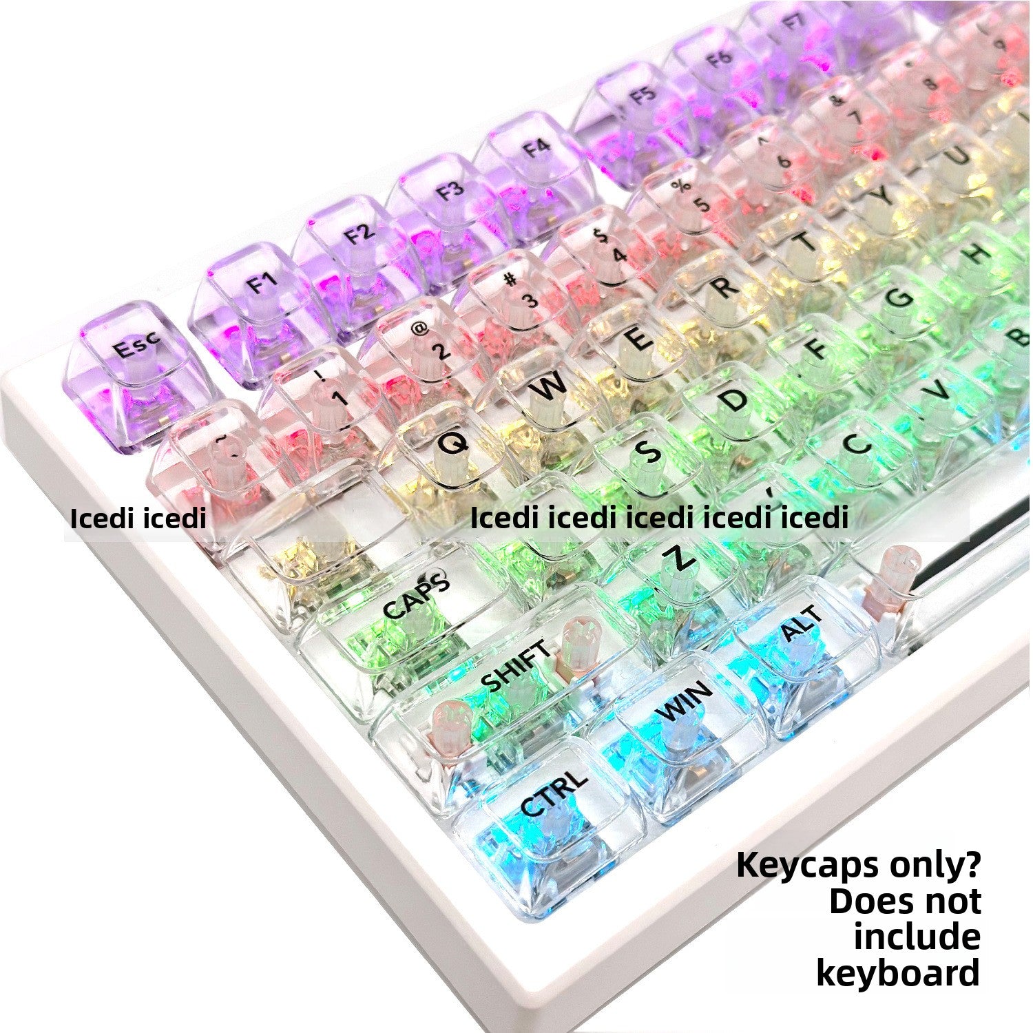 Bingdian Translucent Keycaps Crystal Ice Crystal Full Set Boxed Wholesale Transparent Crystal Magnetic Axis Mechanical Keycaps Light Pollution