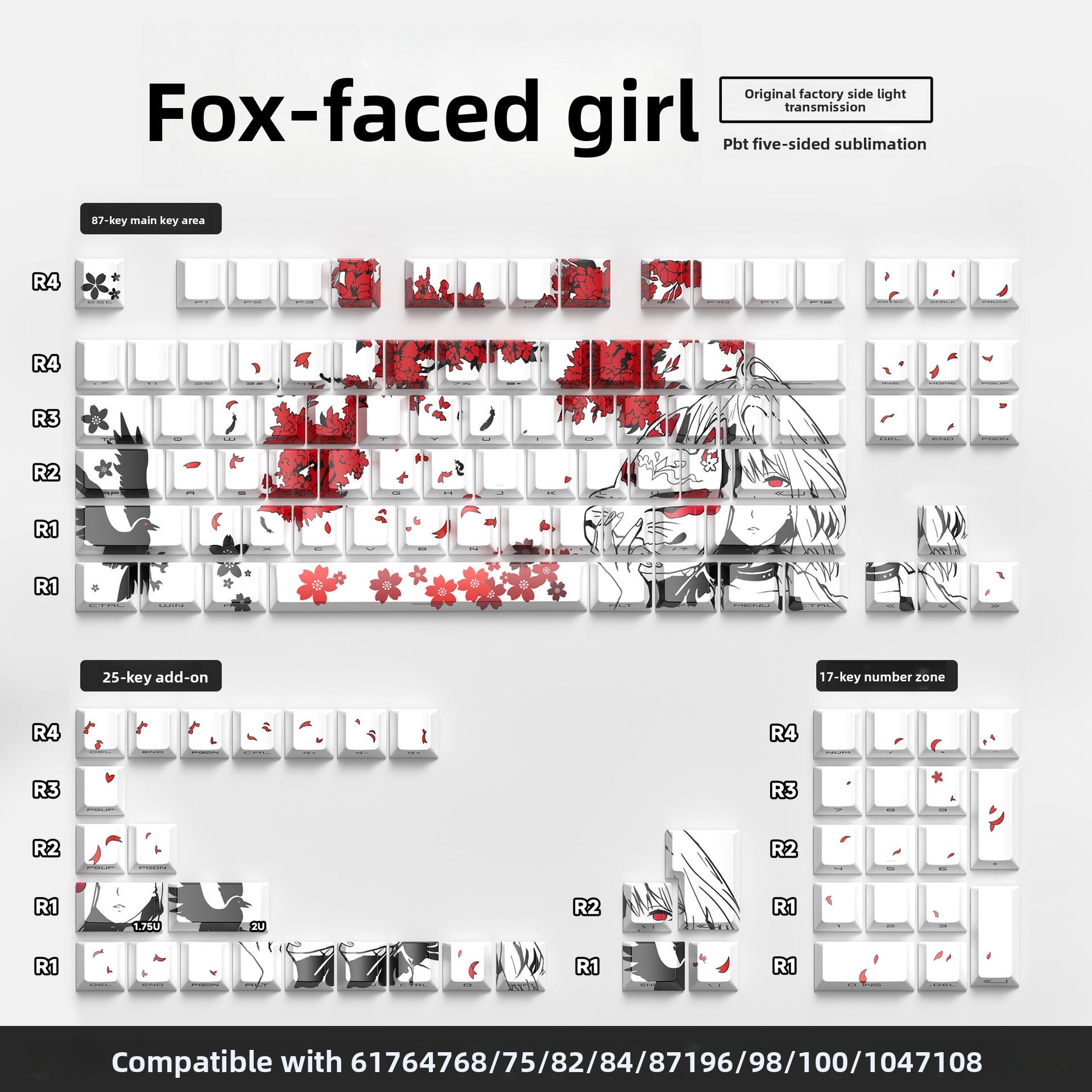 129 Keys Original Side-Engraved Translucent Keycaps PBT Dye-Sublimation Mechanical Keyboard Keycaps