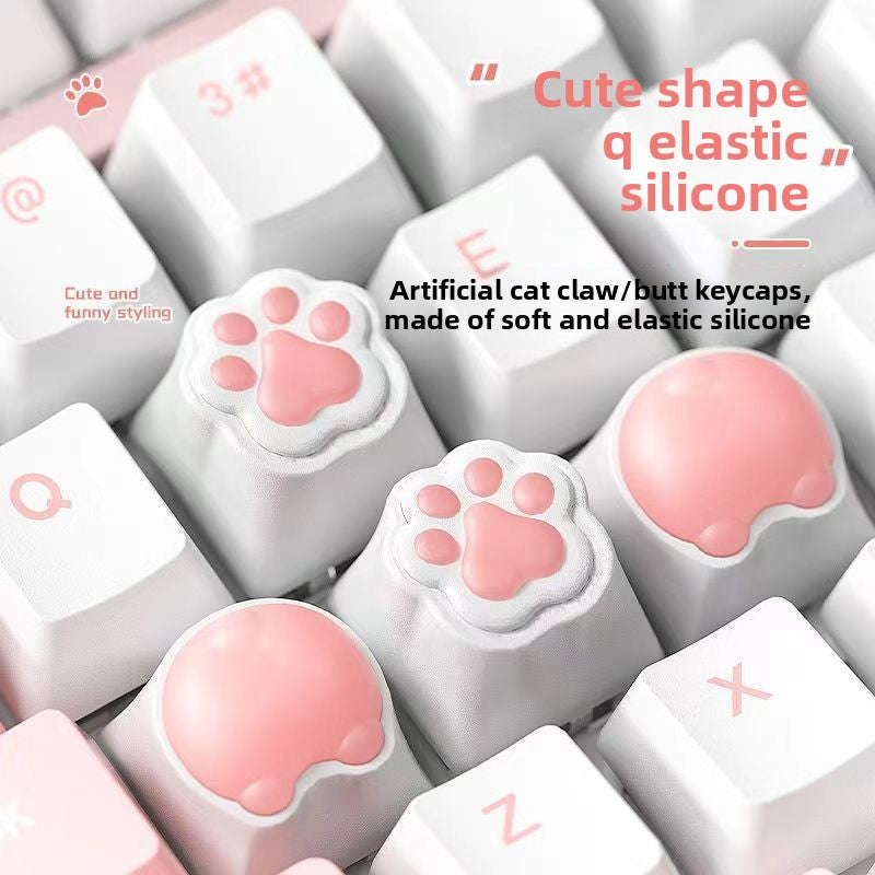Brand New Keyboard Caps Cute Cat Paw Cat Butt Silicone Soft Elastic Feel Mechanical Keyboard Keycaps Universal Personalized Wear-resistant