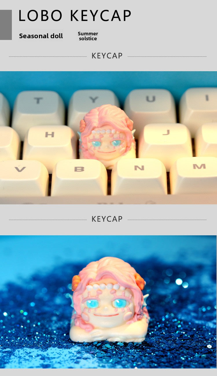 Xiaoluobo Original Seasonal Doll Series Personalized Keycap Desktop Ornament Birthday Gift Handmade Resin Keycap