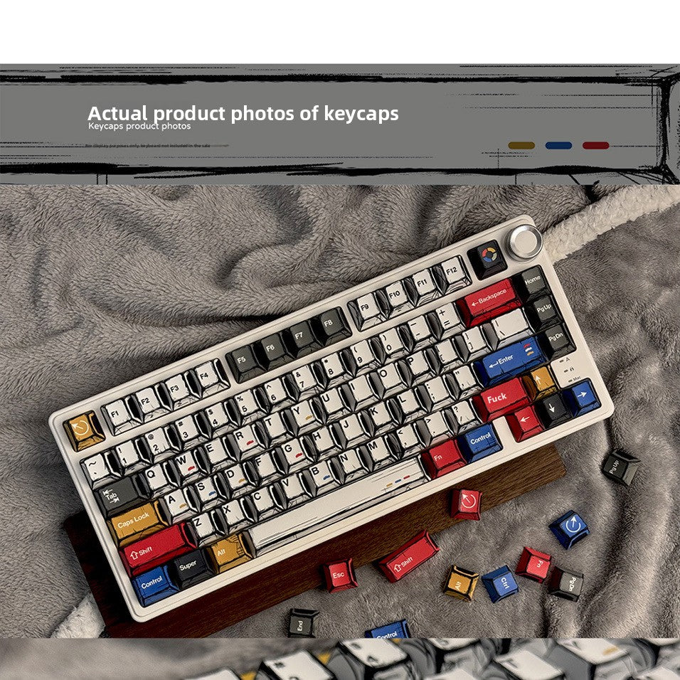 High-Value Manga Style Graffiti Keycaps Original Height PBT Five-Sided Sublimation Compatible with Mechanical Keyboards