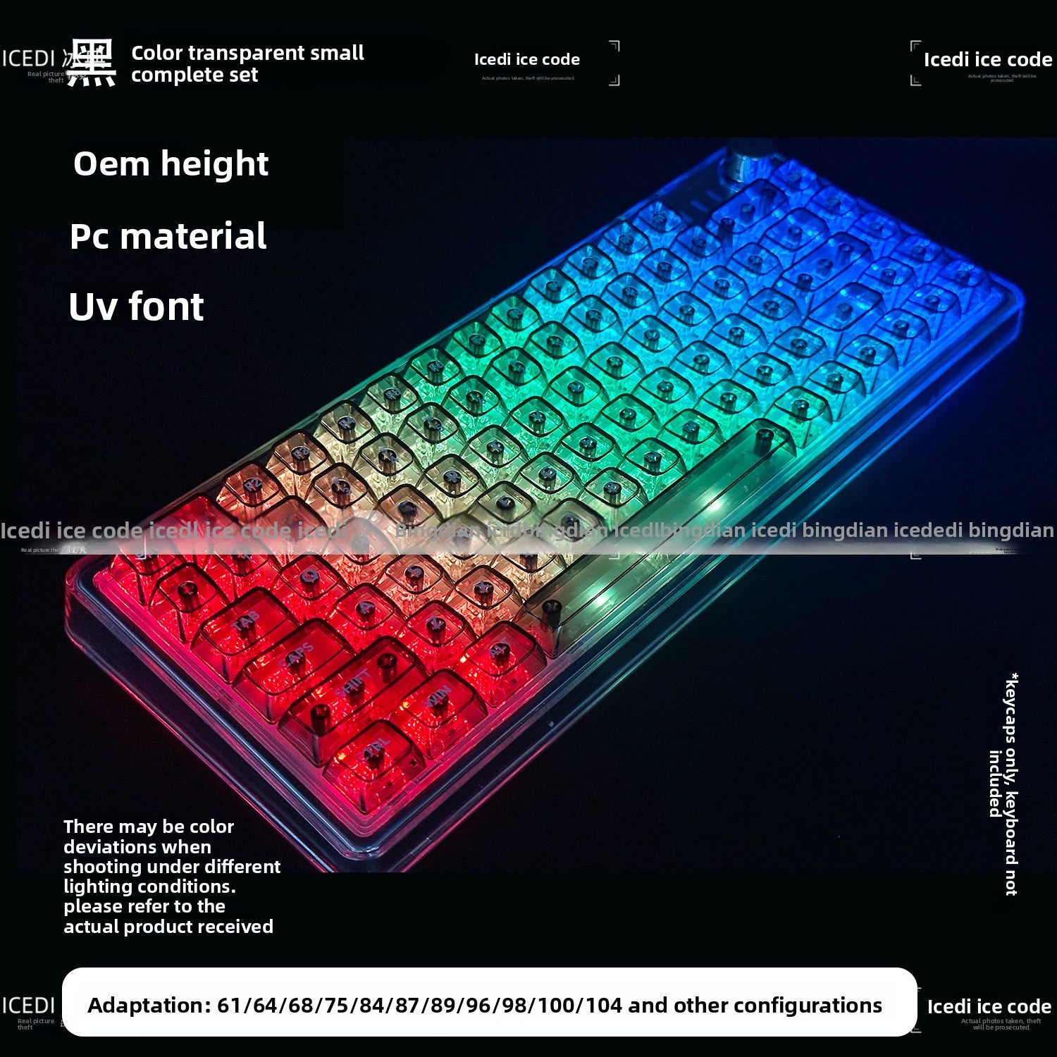 Bingdian Translucent Keycaps Crystal Ice Crystal Full Set Boxed Wholesale Transparent Crystal Magnetic Axis Mechanical Keycaps Light Pollution