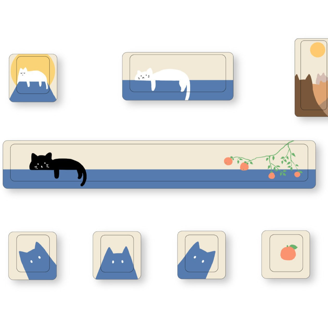 Cute Theme Personalized Keycap Set of Eight Five-Sided Sublimation Original MDA Original Height Mechanical Keyboard