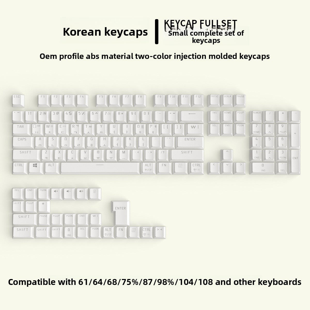 Korean Mechanical Keyboard Keycaps Personalized Character Translucent Keycaps Korean Black White Foreign Language